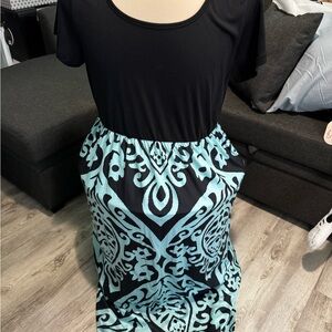Cute Black and Teal Maxi Dress